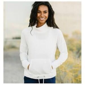 ZYIA White Pocket Drawstring Mock Hoodie